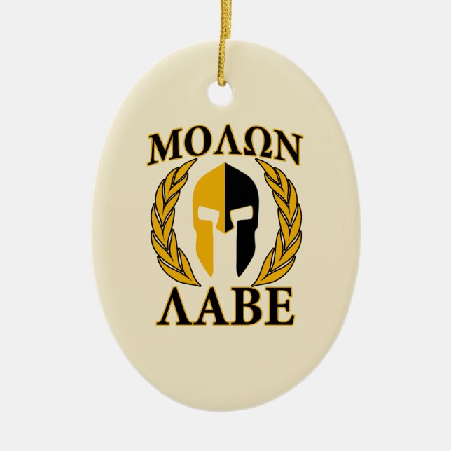 Molon Labe Spartan Mask Laurels Beige Dekoration (Vorne)