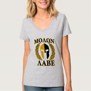 Molon Labe Spartan Mask Laurels Beige Dekoration T-Shirt