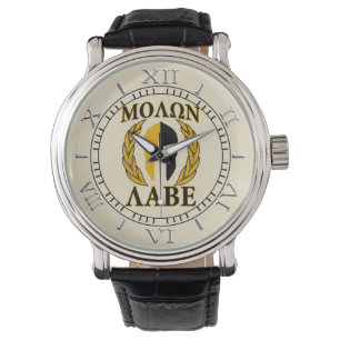 Molon Labe Spartan Mask Laurels Beige Dial Armbanduhr