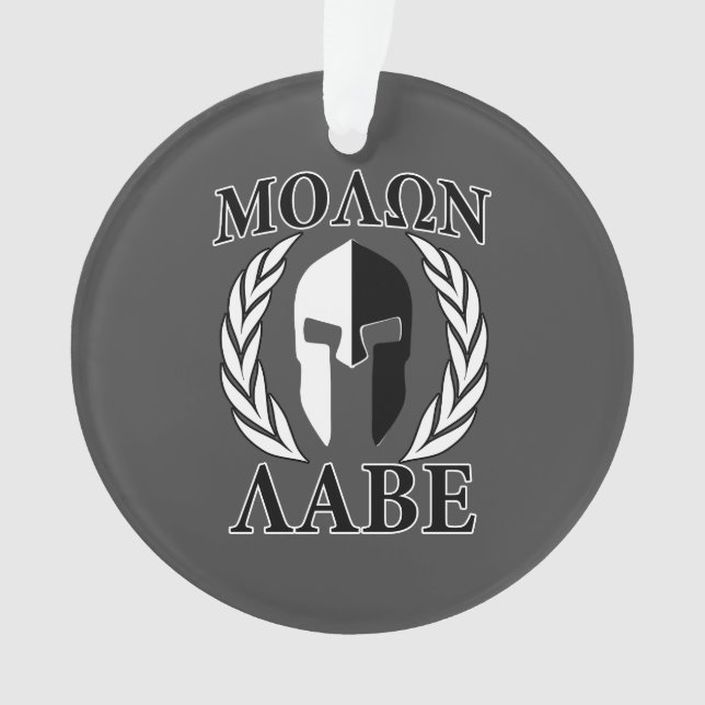Molon Labe Spartan Mask Laurels Black & White Ornament (Vorderseite)