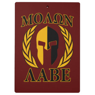 Molon Labe Spartan Mask Laurels Burgundy Klemmbrett