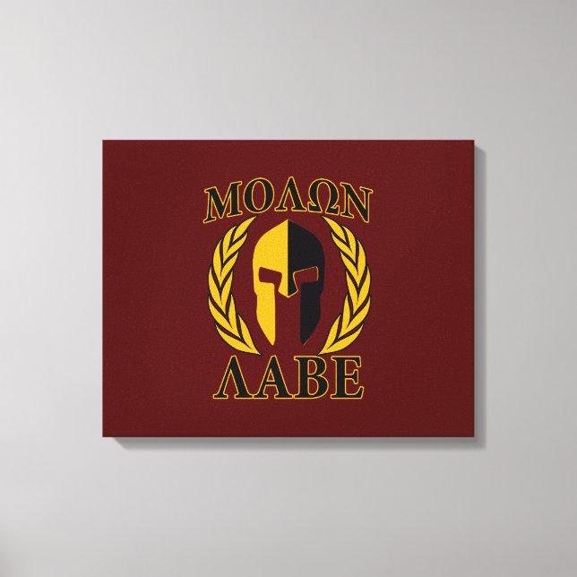 Molon Labe Spartan Mask Laurels Burgundy Leinwanddruck (Vorderseite)
