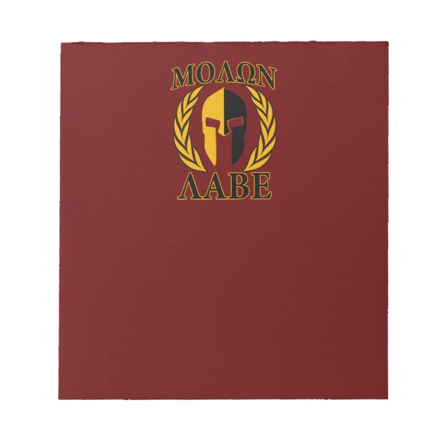 Molon Labe Spartan Mask Laurels Burgundy Red Notizblock (Vorderseite)