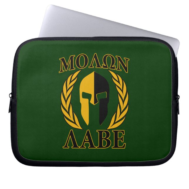 Molon Labe Spartan Mask Laurels Gold Laptopschutzhülle (Vorderseite)