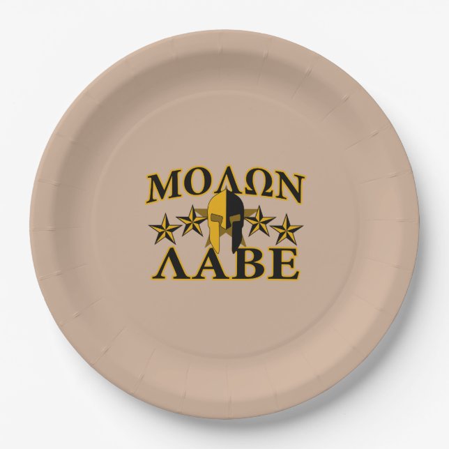 Molon Labe Spartan Warrior 5 Sterne Burgundy Pappteller (Vorderseite)