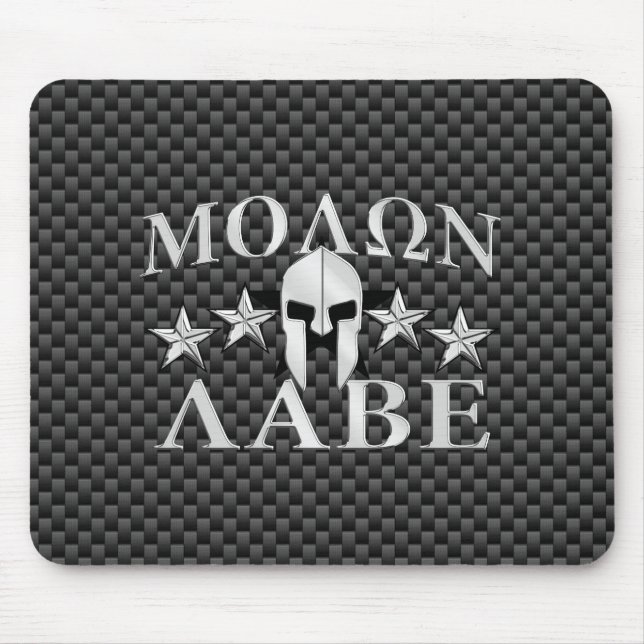 Molon Labe Spartan Warrior 5 Sterne Carbon Mousepad (Vorne)