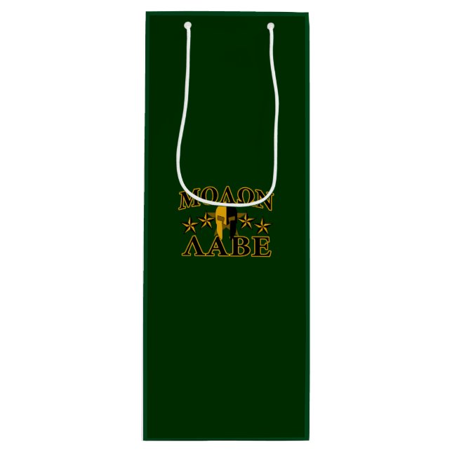 Molon Labe Spartan Warrior 5 Sterne grün Geschenktüte Für Weinflaschen (Vorderseite)