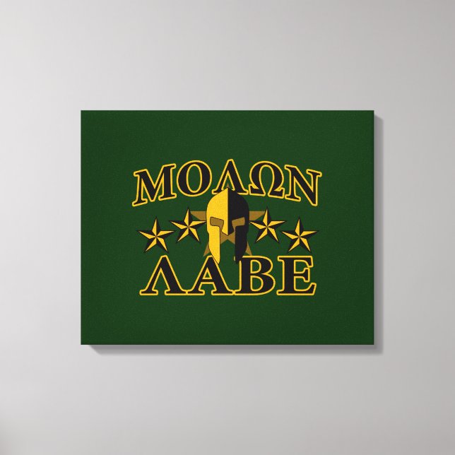 Molon Labe Spartan Warrior 5 Sterne grün Leinwanddruck (Vorderseite)
