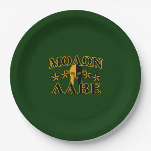 Molon Labe Spartan Warrior 5 Sterne grün Pappteller