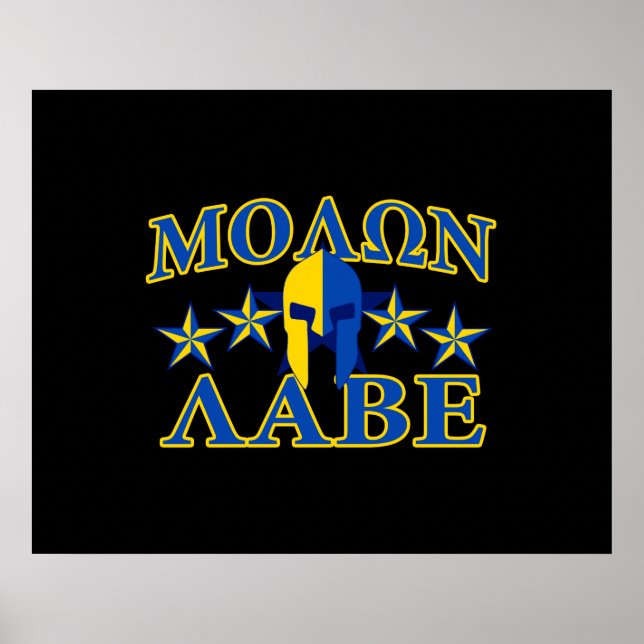 Molon Labe Spartan Warrior 5 Sterne Yellow Blue Poster (Vorne)