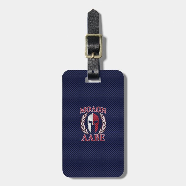 Molon Labe Spartan Warrior Carbon Fibre Chrome Gepäckanhänger (Vorderseite vertikal)