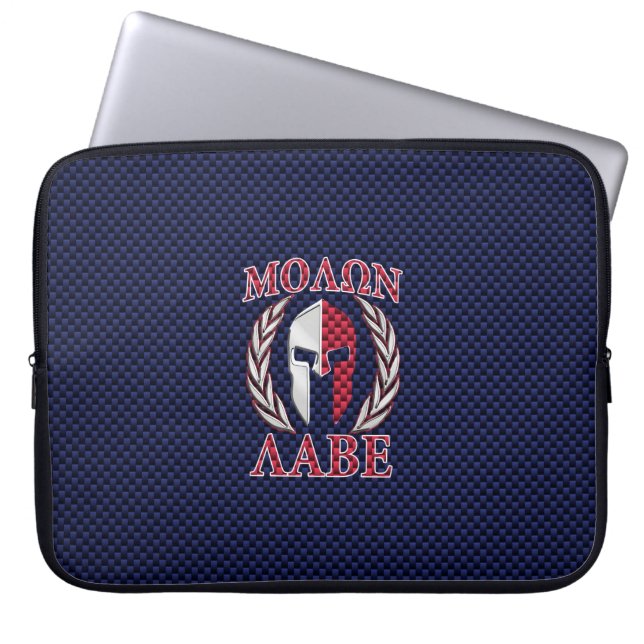 Molon Labe Spartan Warrior Carbon Fibre Chrome Laptopschutzhülle (Vorderseite)