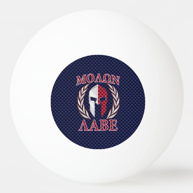 Molon Labe Spartan Warrior Carbon Fibre Chrome Tischtennisball (Rückseite)