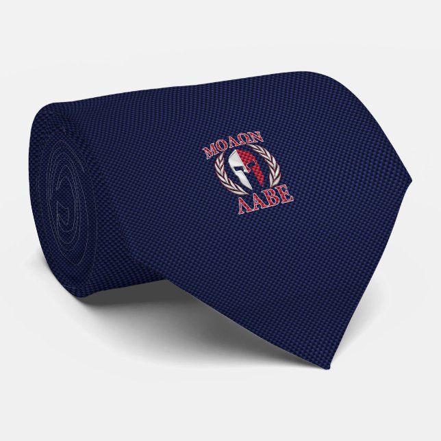 Molon Labe Spartan Warrior Carbon Fibre Print Krawatte (Gerollt)