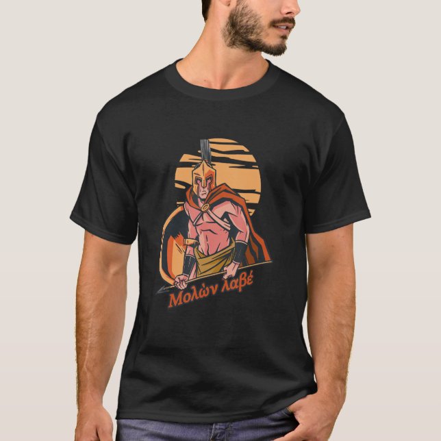 Molon Labe Spartan Warrior Griechisches Militär Co T-Shirt (Vorderseite)