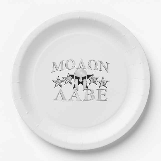 Molon Labe Spartan Warrior Helmet 5 Sterne Party Pappteller (Vorderseite)