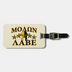Molon Labe Spartan Warrior Helmet Goldenes Dekor Gepäckanhänger