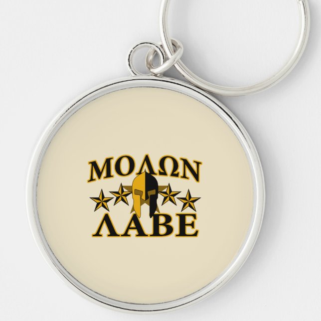 Molon Labe Spartan Warrior Helmet Goldenes Dekor Schlüsselanhänger (Vorne)