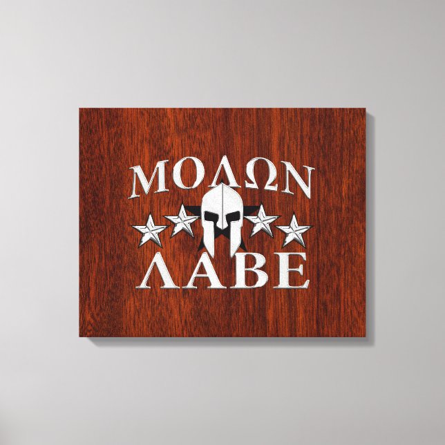 Molon Labe Spartan Warrior Helmet Mahogany Leinwanddruck (Vorderseite)