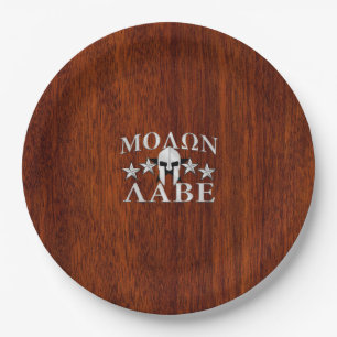 Molon Labe Spartan Warrior Helmet Mahogany Pappteller