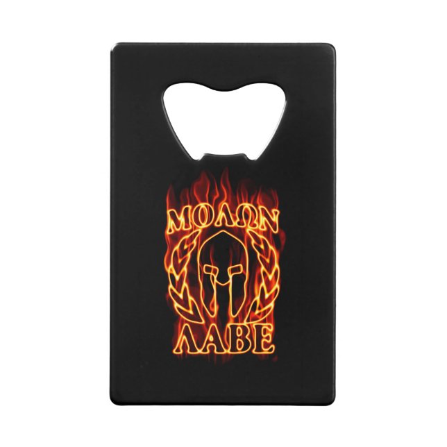 Molon Labe Spartan Warrior in Flames Geldkarten Flaschenöffner (Vorderseite)