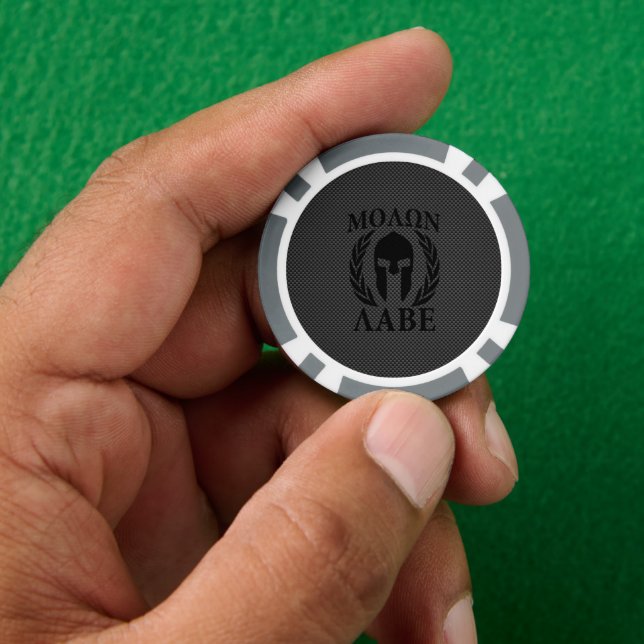 Molon Labe Spartan Warrior Laurels Carbon Style Pokerchips (Hand)