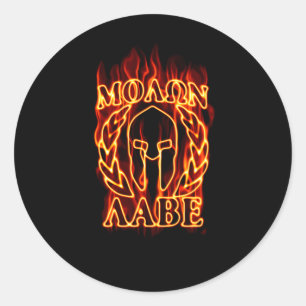 Molon Labe Spartan Warrior Laurels über Feuer Runder Aufkleber