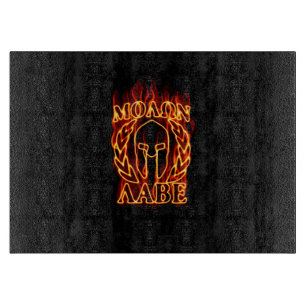 Molon Labe Spartan Warrior Laurels über Feuer Schneidebrett