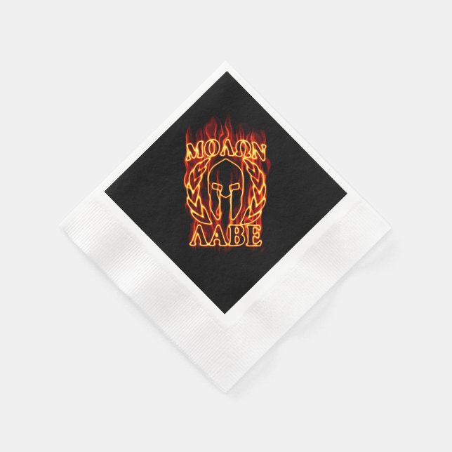 Molon Labe Spartan Warrior Laurels über Feuer Serviette (Ecke)