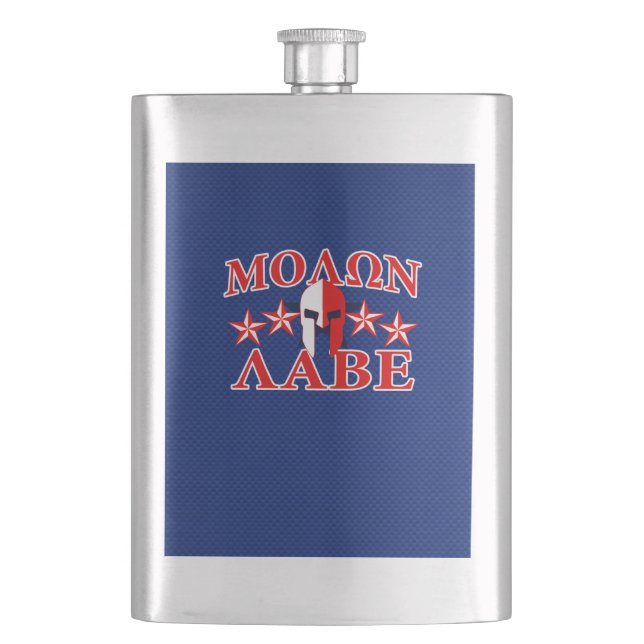 Molon Labe Spartan Warrior Mask 5 Sterne Patriot Flachmann (Vorderseite)