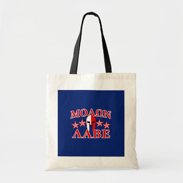 Molon Labe Spartan Warrior Mask 5 Sterne Patriot Tragetasche (Vorne)