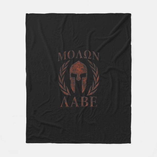 Molon Labe Spartan Warrior Mask Laurels Cast Fleecedecke (Vorderseite)
