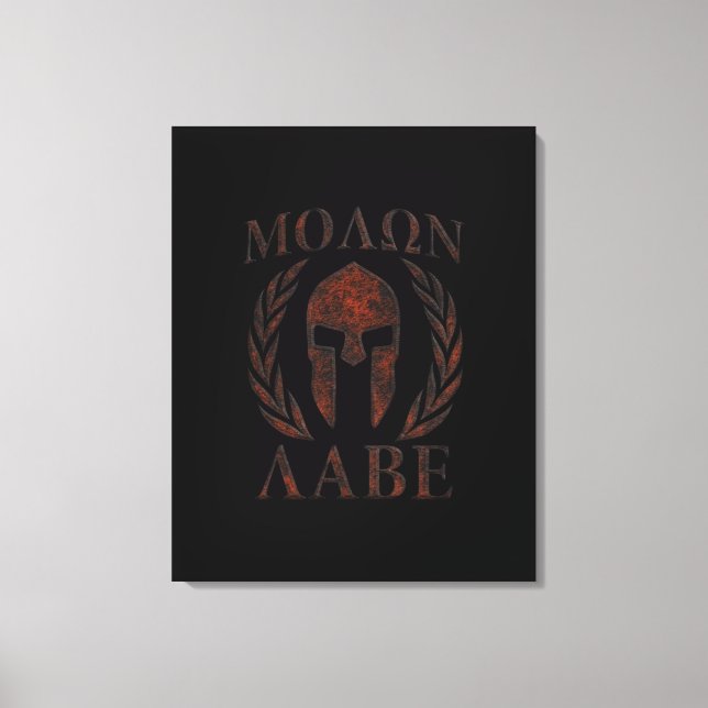 Molon Labe Spartan Warrior Mask Laurels Iron Leinwanddruck (Vorderseite)