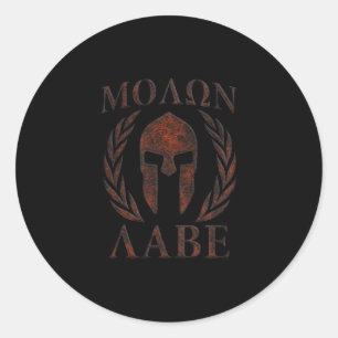 Molon Labe Spartan Warrior Maske Laurels Eisen Runder Aufkleber