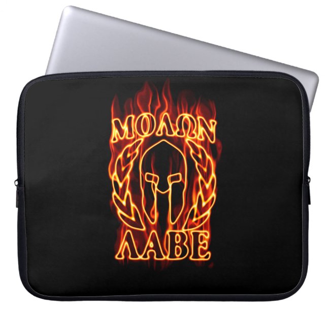 Molon Labe Spartan Warrior on Fire Laptopschutzhülle (Vorderseite)