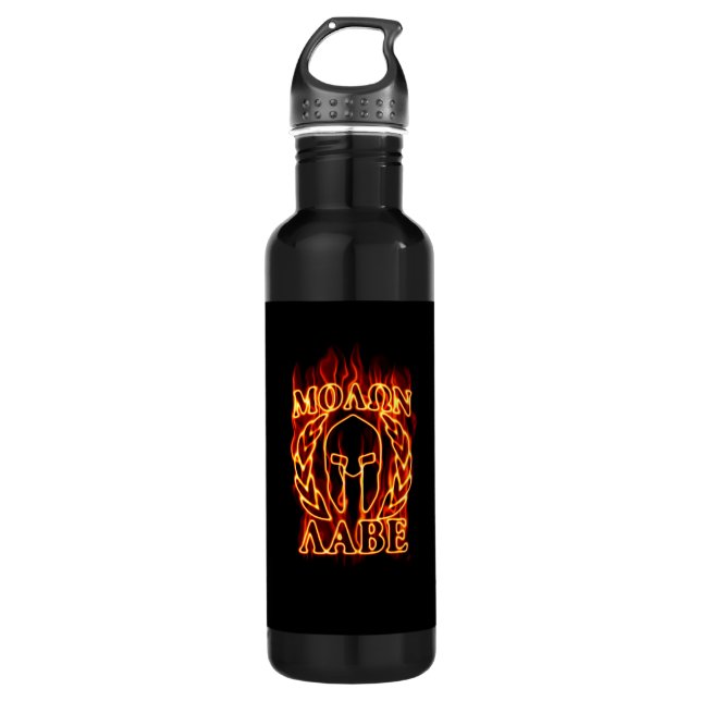 Molon Labe Spartan Warrior on Fire Trinkflasche (Vorderseite)