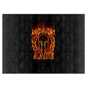 Molon Labe spartanische Kriegers-Lorbeer auf Feuer Schneidebrett