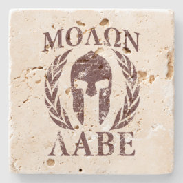 Molon Labe spartanische Sturzhelm-Kriegers-Lorbeer Steinuntersetzer