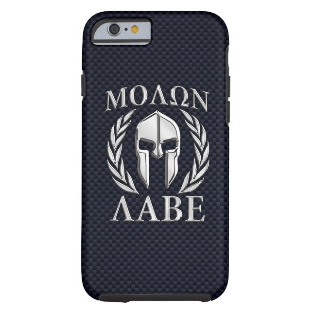 Molon Labe spartanische Sturzhelm-Lorbeer Case-Mate iPhone Hülle (Rückseite)