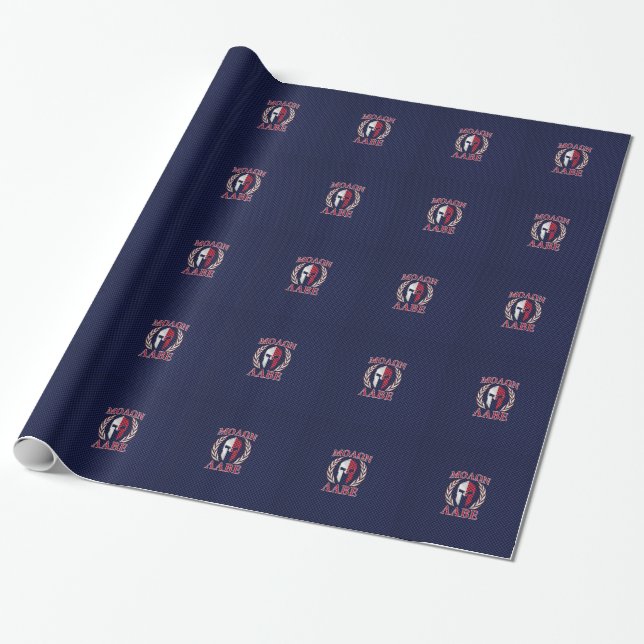 Molon Labe spartanischer Kriegers-blauer Geschenkpapier (Ungerollt)