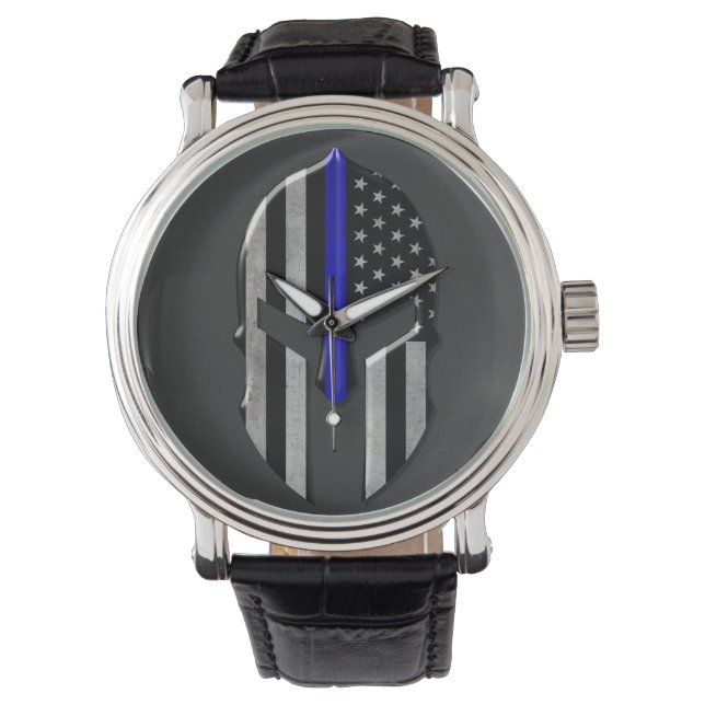 Molon Labe Thin Blue Line Armbanduhr (Vorderseite)