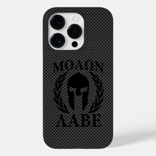 Molon Labe Warrior Laurels über schwarzen Kohlenst Case-Mate iPhone 14 Pro Hülle