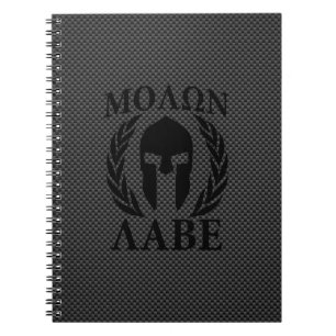 Molon Labe Warrior Laurels über schwarzen Kohlenst Notizblock