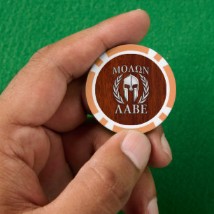 Molon Labe Warrior Mask Laurels in Chrome Pokerchips