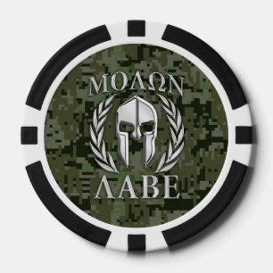 Molon Labe Warrior Mask Laurels in Chrome Pokerchips