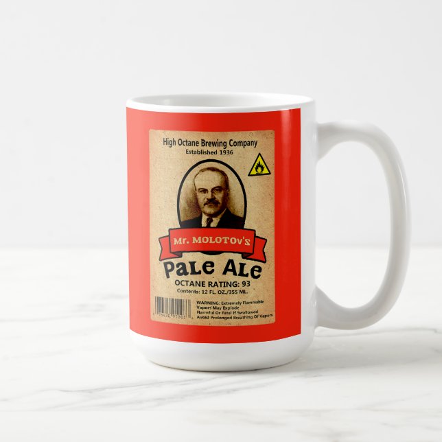 Molotovs Etikett für bleifreie Ale Kaffeetasse (Rechts)