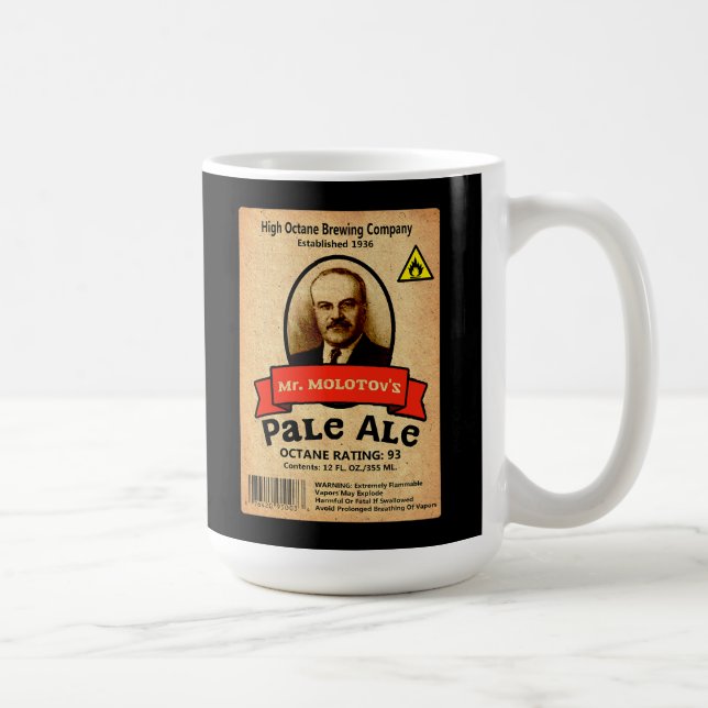 Molotovs Etikett für bleifreie Ale Kaffeetasse (Rechts)