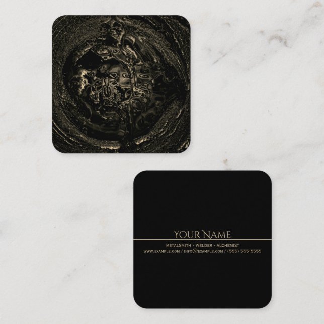 MOLTEN Black Tan Metalsmith Quadratische Visitenkarte (Vorne/Hinten)