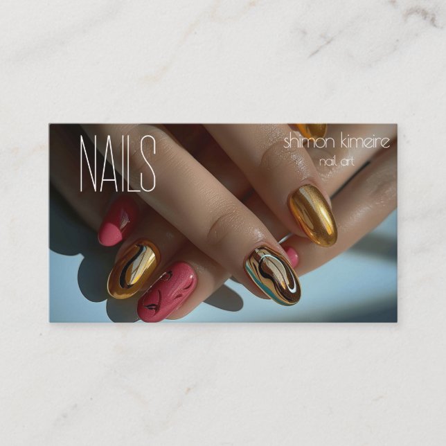 Molten Gold Trendy Nail Art Visitenkarte (Vorderseite)