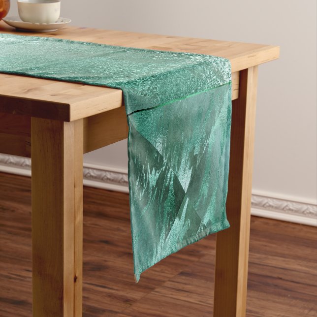 Molten Jade | Smarald Green Luxury Marble Kurzer Tischläufer (Beispiel)